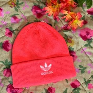 adidas neon pink beanie
